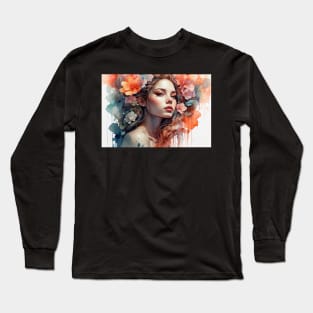 Watercolour Woman Portrait #1 Long Sleeve T-Shirt